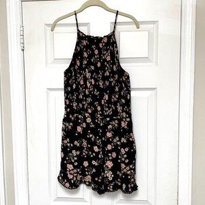 American Eagle Outfitters Women's Black Floral Mini Romper, Size L
